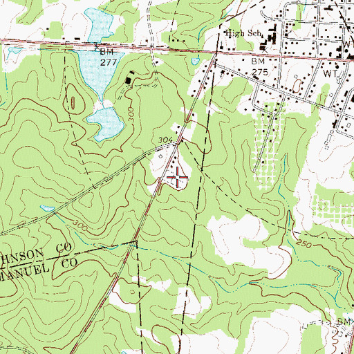 Topographic Map of Aurin Memorial Cemetery, GA