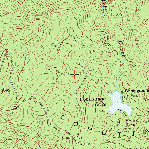 Topographic Map of Grassy Mountain Tower Trail, GA