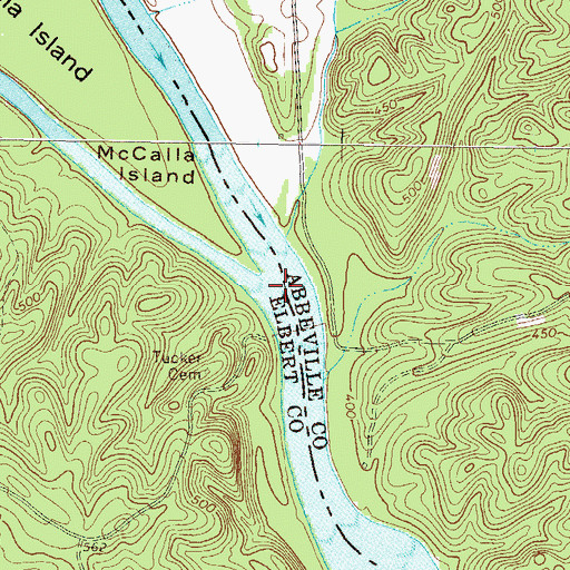 Topographic Map of Cherokee Shoals, GA