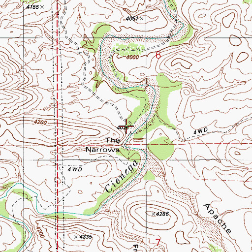 Topographic Map of The Narrows, AZ