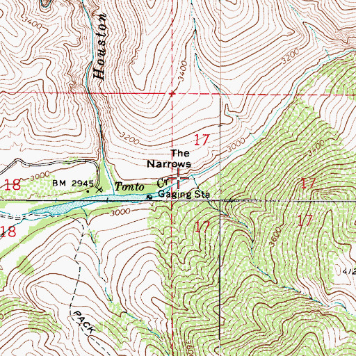 Topographic Map of The Narrows, AZ