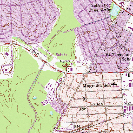 Topographic Map of WGPC-AM (Albany), GA