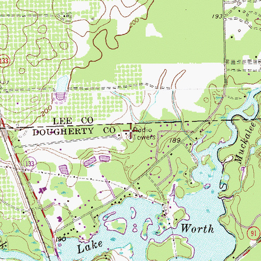 Topographic Map of WALG-AM (Albany), GA