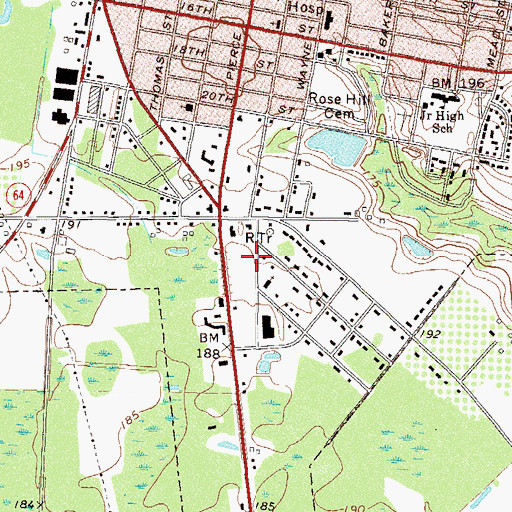 Topographic Map of WULF-AM (Alma), GA