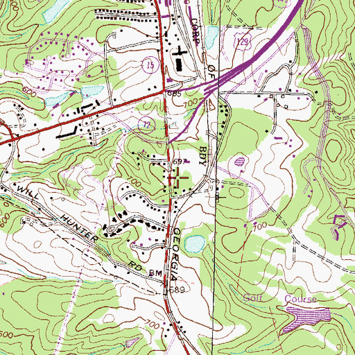 Topographic Map of WXAG-AM (Athens), GA