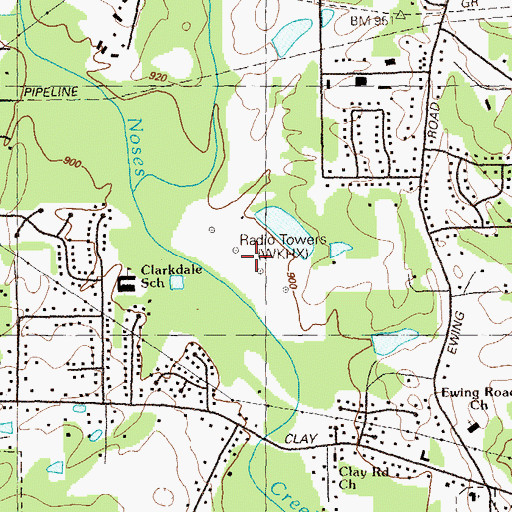 Topographic Map of WKHX-AM (Atlanta), GA