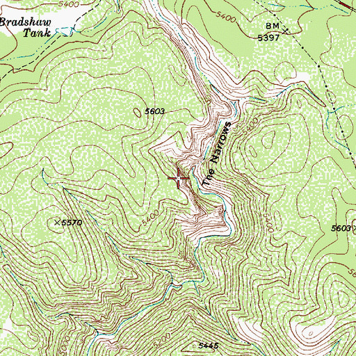 Topographic Map of The Narrows, AZ
