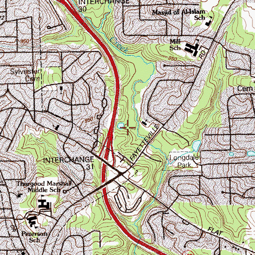 Topographic Map of WAEC-AM (Atlanta), GA