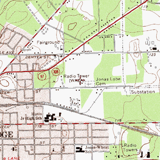 Topographic Map of WYSE-AM (Bainbridge), GA