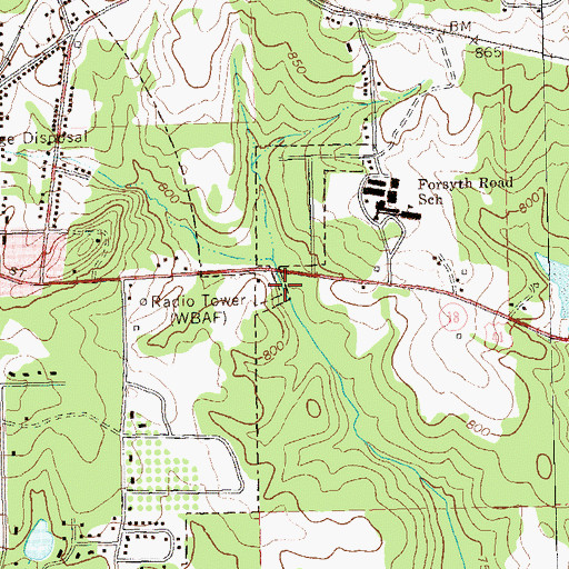 Topographic Map of WBAF-AM (Barnesville), GA