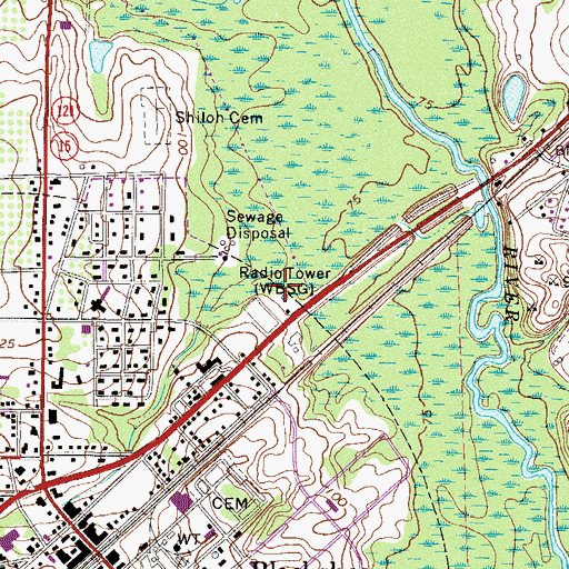 Topographic Map of WGIA-AM (Blackshear), GA
