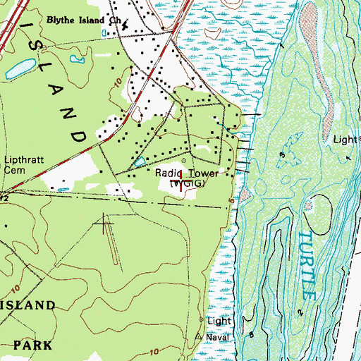Topographic Map of WGIG-AM (Brunswick), GA