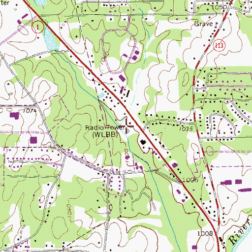 Topographic Map of WLBB-AM (Carrollton), GA