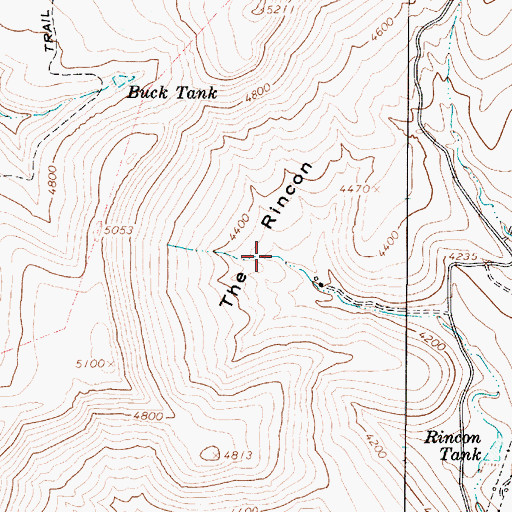 Topographic Map of The Rincon, AZ