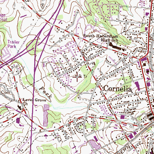 Topographic Map of WCON-AM (Cornelia), GA