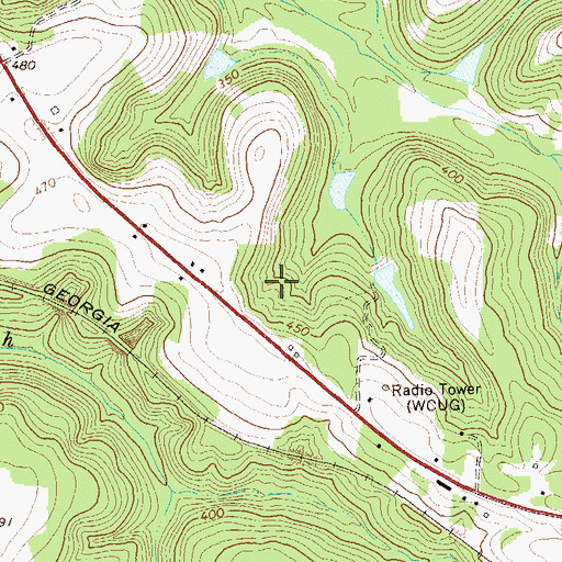 Topographic Map of WCUG-AM (Cuthbert), GA
