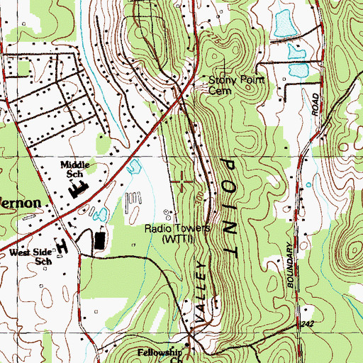 Topographic Map of WTTI-AM (Dalton), GA