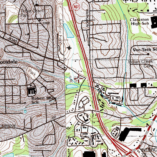 Topographic Map of WAVO-AM (Decatur), GA