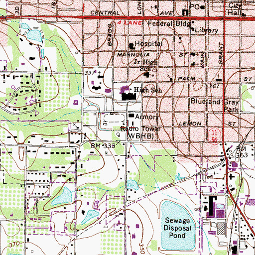 Topographic Map of WBHB-AM (Fitzgerald), GA