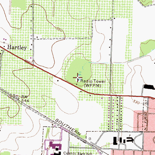 Topographic Map of WXKO-AM (Fort Valley), GA