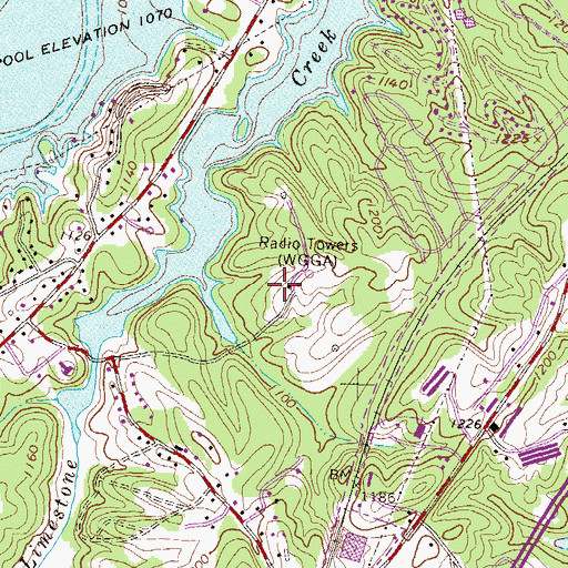 Topographic Map of WDUN-AM (Gainesville), GA