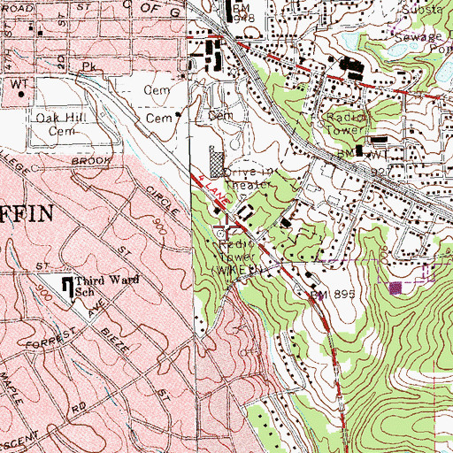 Topographic Map of WKEU-AM (Griffin), GA