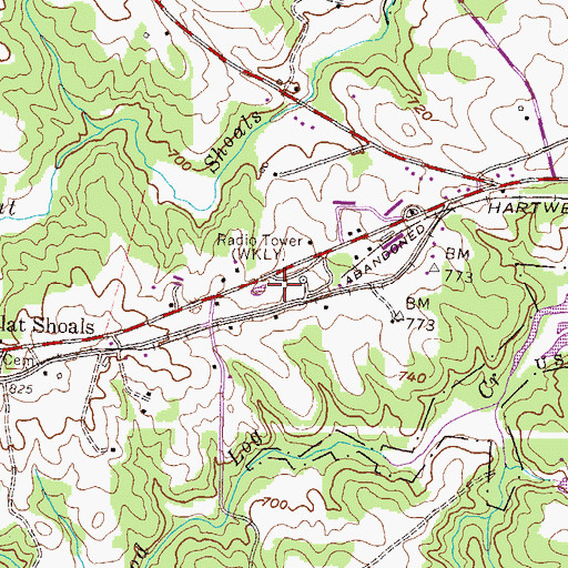 Topographic Map of WKLY-AM (Hartwell), GA