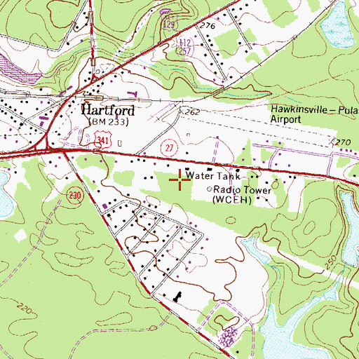 Topographic Map of WCEH-AM (Hawkinsville), GA