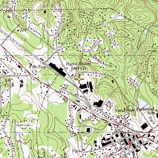 Topographic Map of WYYZ-AM (Jasper), GA