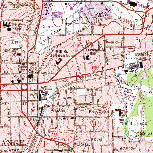 Topographic Map of WLAG-AM (La Grange), GA