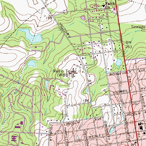 Topographic Map of WBBT-AM (Lyons), GA
