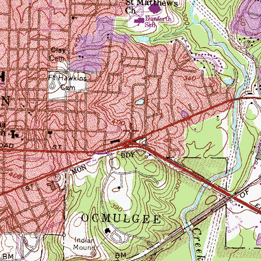 Topographic Map of WBML-AM (Macon), GA
