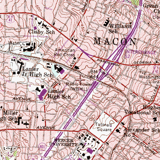 Topographic Map of WDDO-AM (Macon), GA
