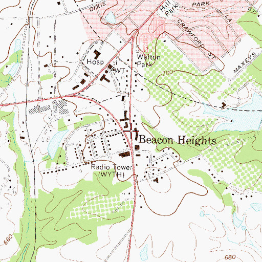 Topographic Map of WYTH-AM (Madison), GA