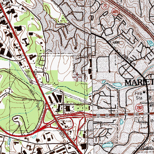 Topographic Map of WFOM-AM (Marietta), GA