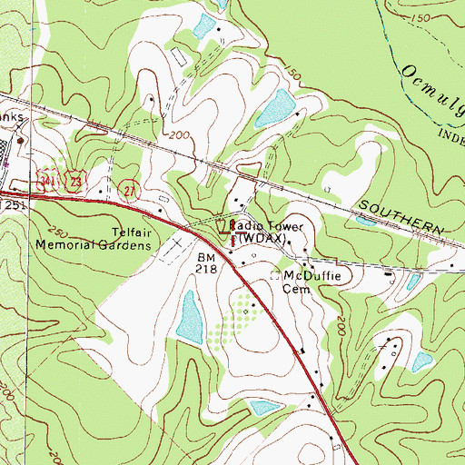 Topographic Map of WDAX-AM (Mcrae), GA