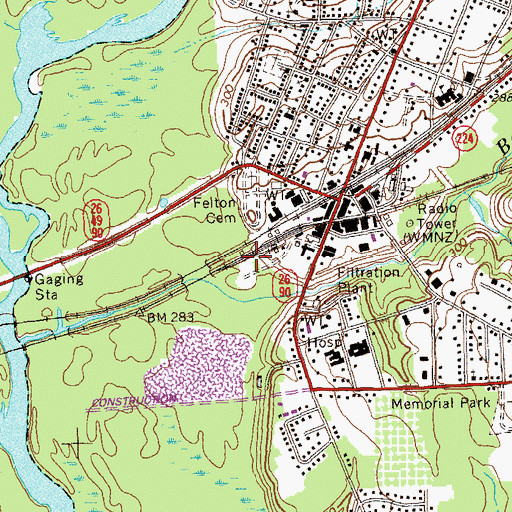 Topographic Map of WMNZ-AM (Montezuma), GA