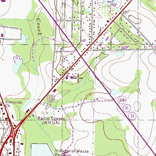Topographic Map of WMGA-AM (Moultrie), GA