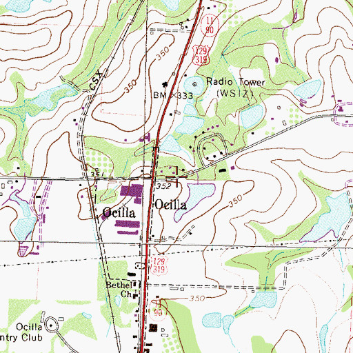 Topographic Map of WSIZ-AM (Ocilla), GA