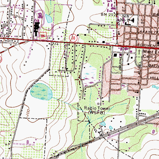 Topographic Map of WSFB-AM (Quitman), GA