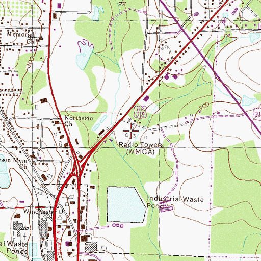 Topographic Map of WMGA-AM (Riverside), GA