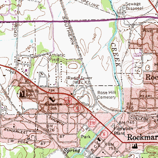 Topographic Map of WZOT-AM (Rockmart), GA