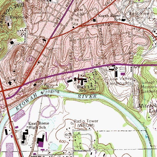 Topographic Map of WROM-AM (Rome), GA