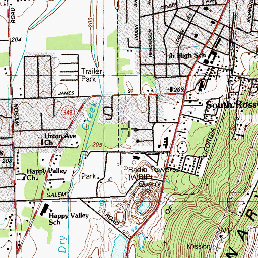 Topographic Map of WLMX-AM (Rossville), GA