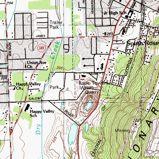 Topographic Map of WLMX-AM (Rossville), GA