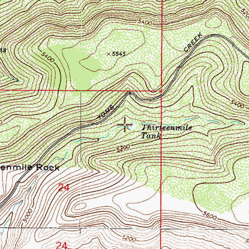 Topographic Map of Thirteenmile Tank, AZ