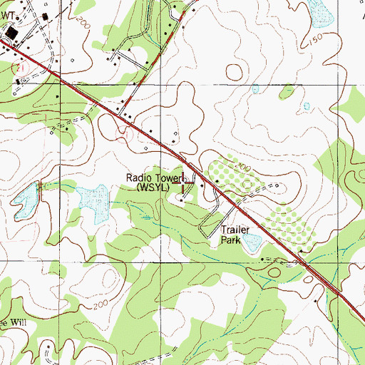 Topographic Map of WSYL-AM (Sylvania), GA