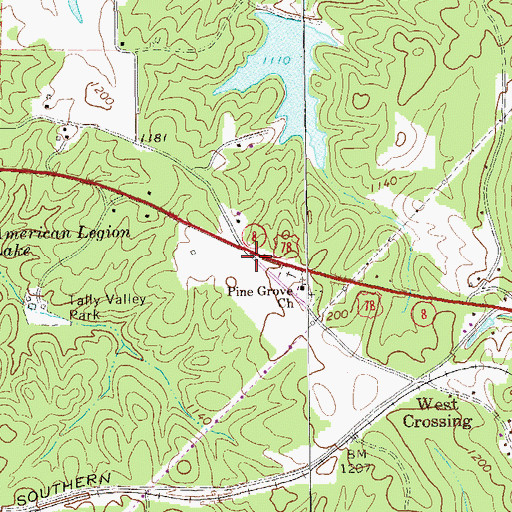 Topographic Map of WKNG-AM (Tallapoosa), GA