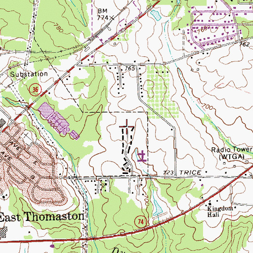 Topographic Map of WTGA-AM (Thomaston), GA