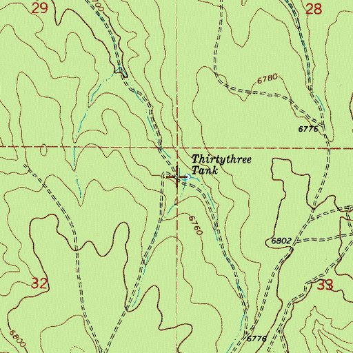 Topographic Map of Thirtythree Tank, AZ
